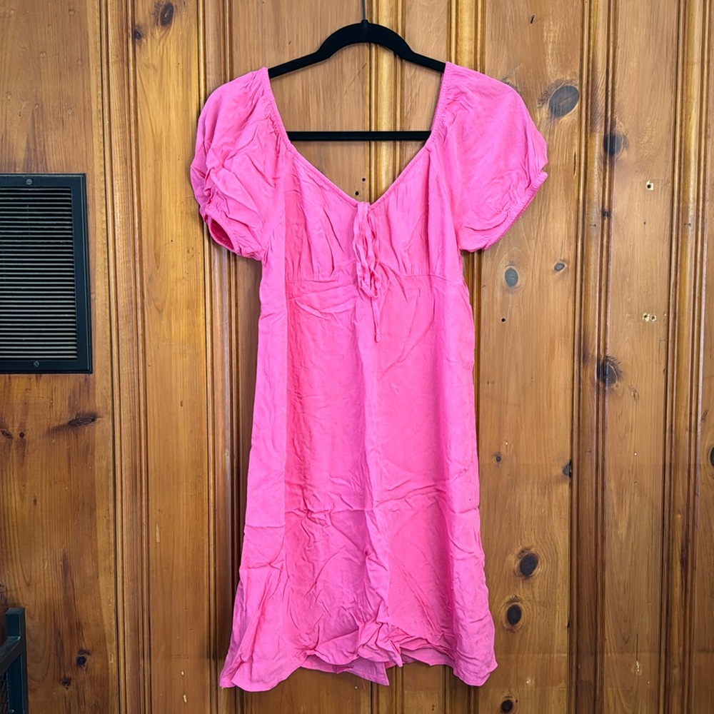 Bright Pink Flowy Sun Dress Primark Cares Size 8 Layering Statement 100% Viscose